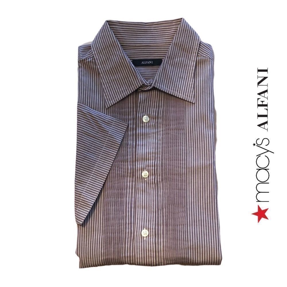 Alfani Short Sleeve Shirt with Pin-tuck Pleat - Size M